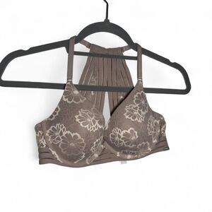 VS Pink Mauve Floral Lace Lightly Lined Racerback Bra 34C